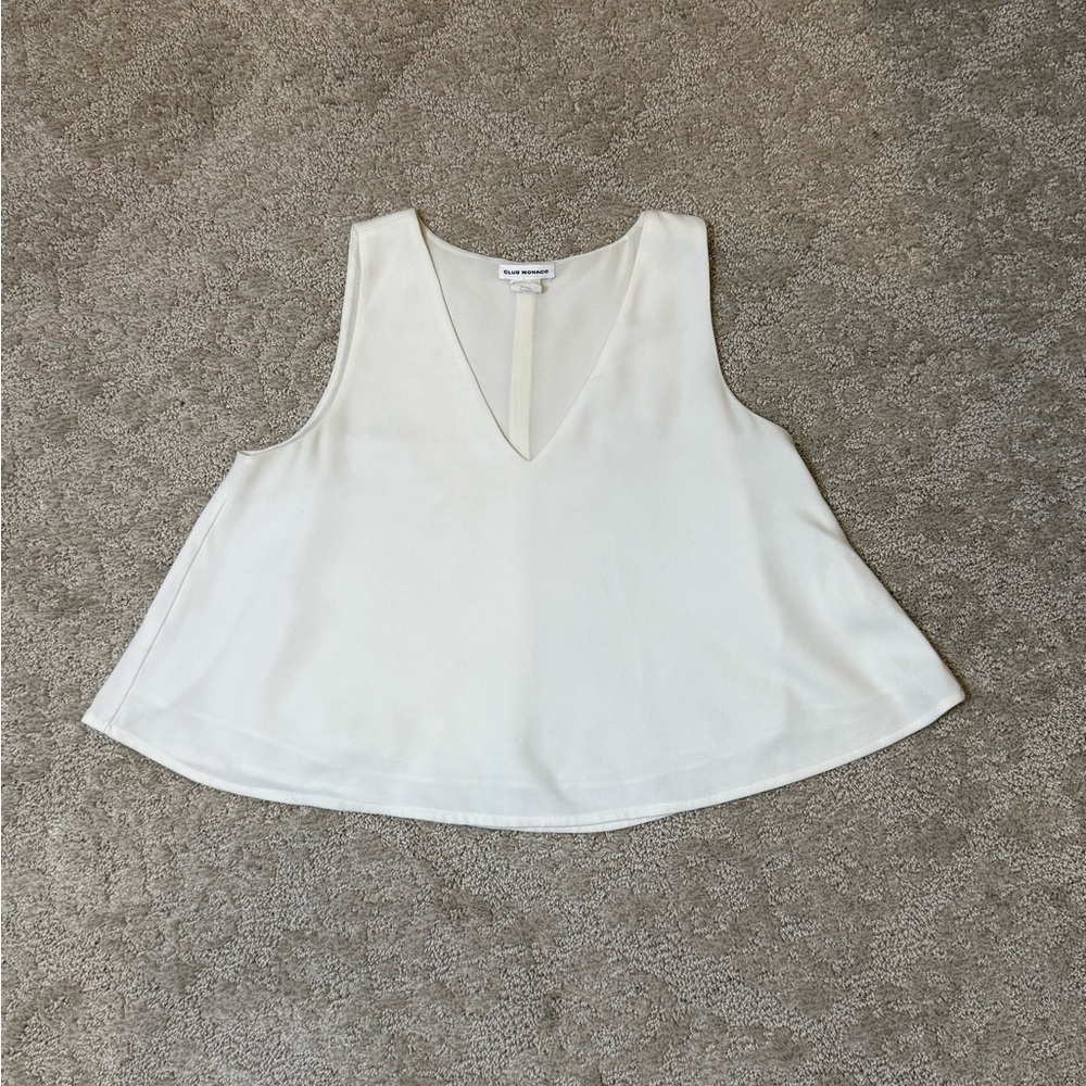 Club Monaco Off-White V-Neck Flared Tank